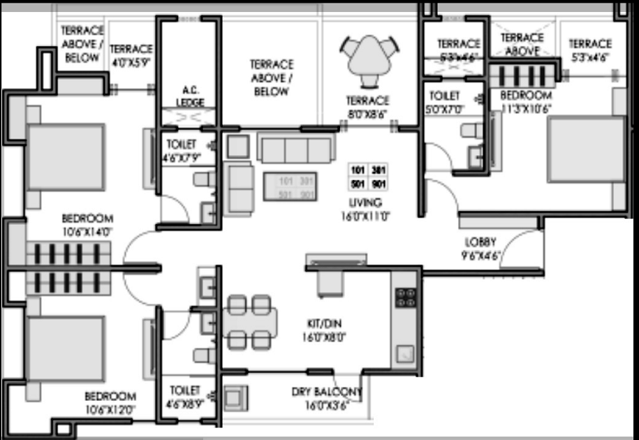 Padmavati Hills Bavdhan 3BHK Plan